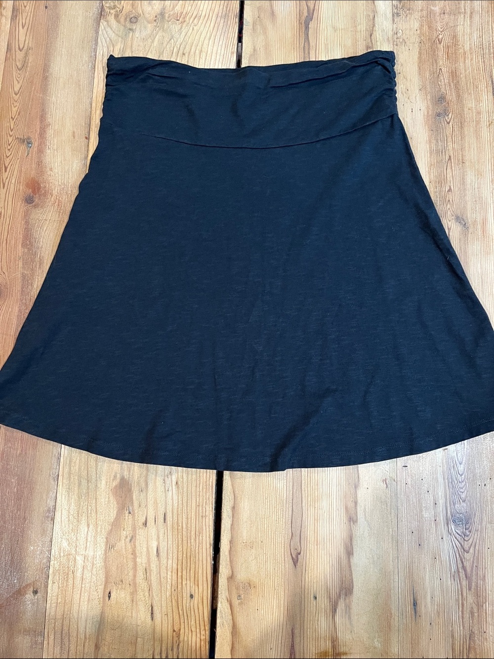 TOAD & CO M Black Heather Organic Cotton A-Line Skirt Side Ruching